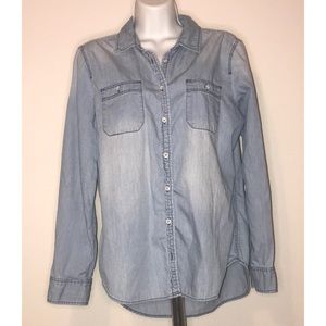 STYLUS LARGE BUTTON UP COLLAR LIGHT JEAN JACKET